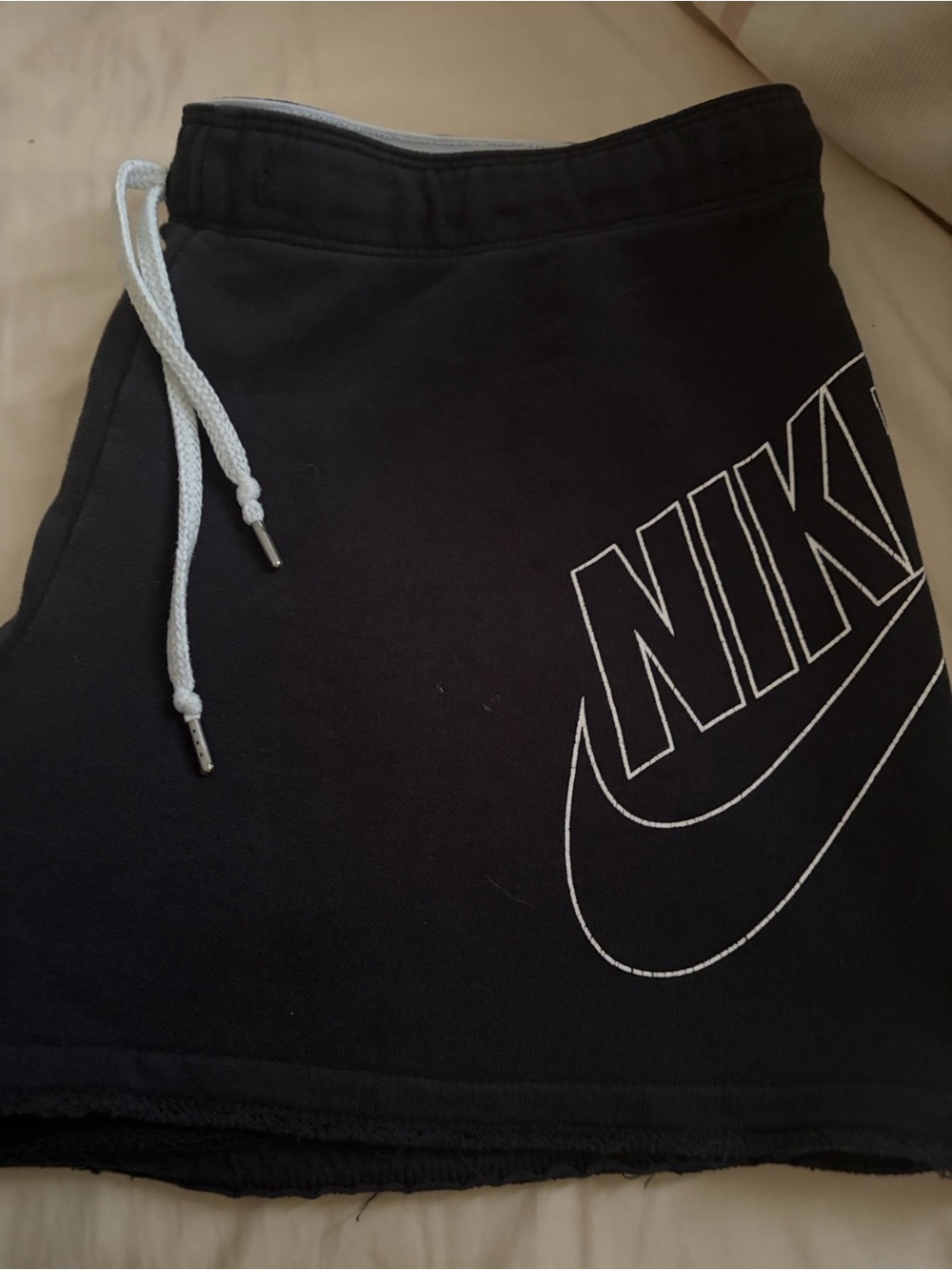 Nike women  Black Shorts with White Logo and Drawstring size Large